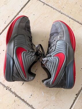 Nike Gray and Red Athletic Sneakers, Size 7Y